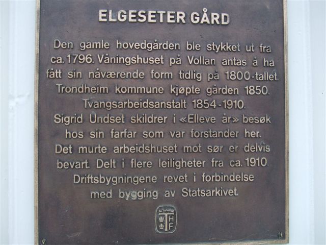 Tavle Elgeseter gård. Foto: Jan Habberstad