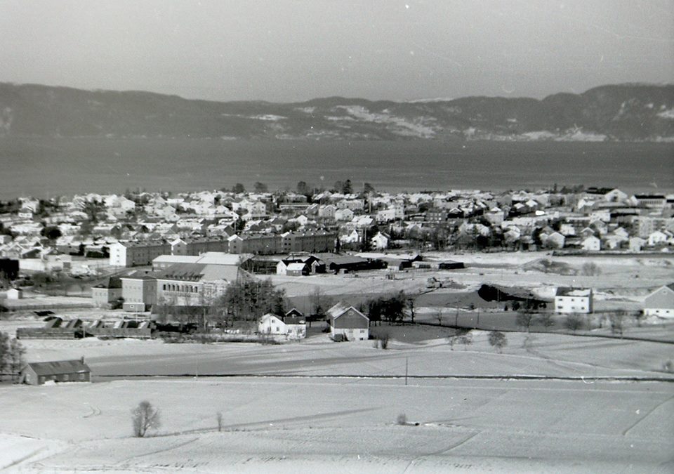 Utsikt mot Moholt Transformatorstasjon. Foto: Gunnar Schrøder 1965
