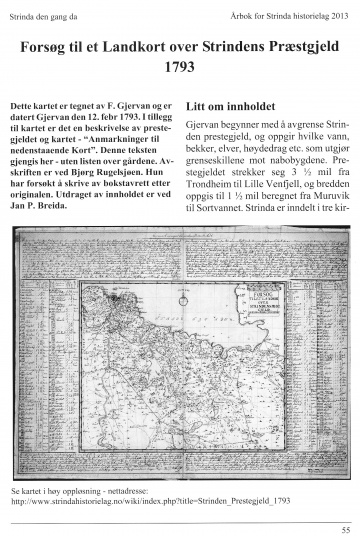 Forsøg til et Landkort over Strindens Præstgjeld 1793
